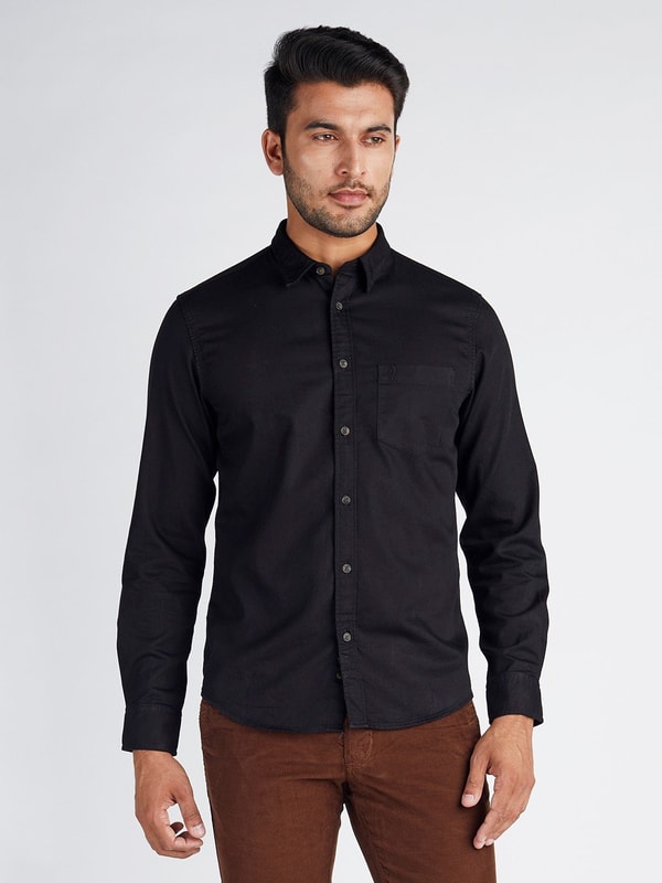 Black Indigo Solid Full Sleeve Cotton Shirt